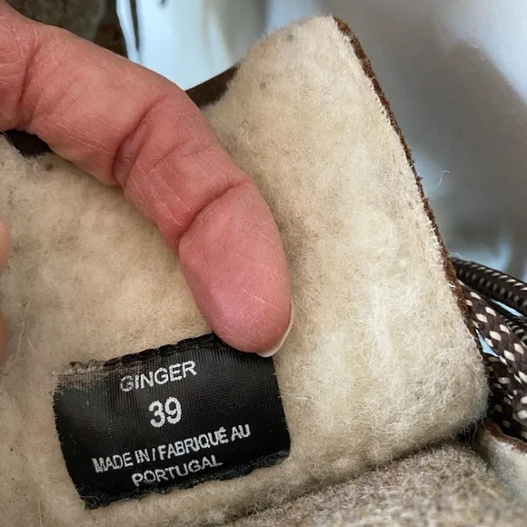 Womens Brown Leather and Wool Platform Boots - Picture 3 of 16